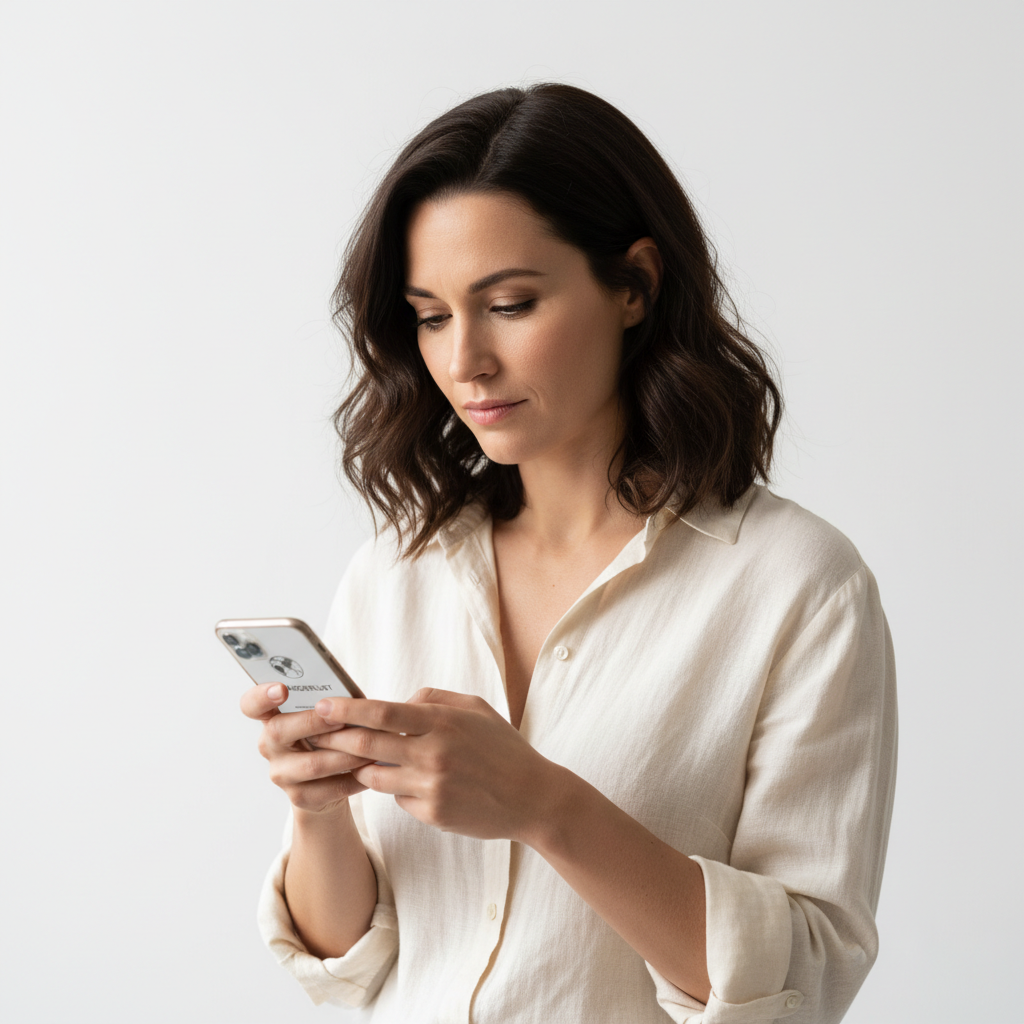 Urban local guide checking a neighbourhood recommendation on her phone